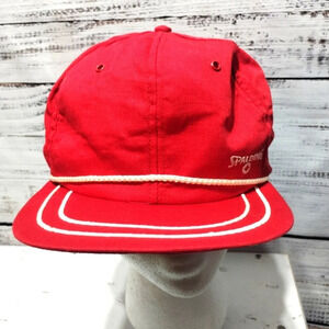 Spalding Vintage 80's Snapback Hat‎ Red White ONE SIZE USA Rope